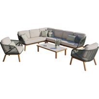 Ulkosohvaryhmä esti &amp; esta Auro, kulmasohva + 2 nojatuolia + 2 pöytää, beige