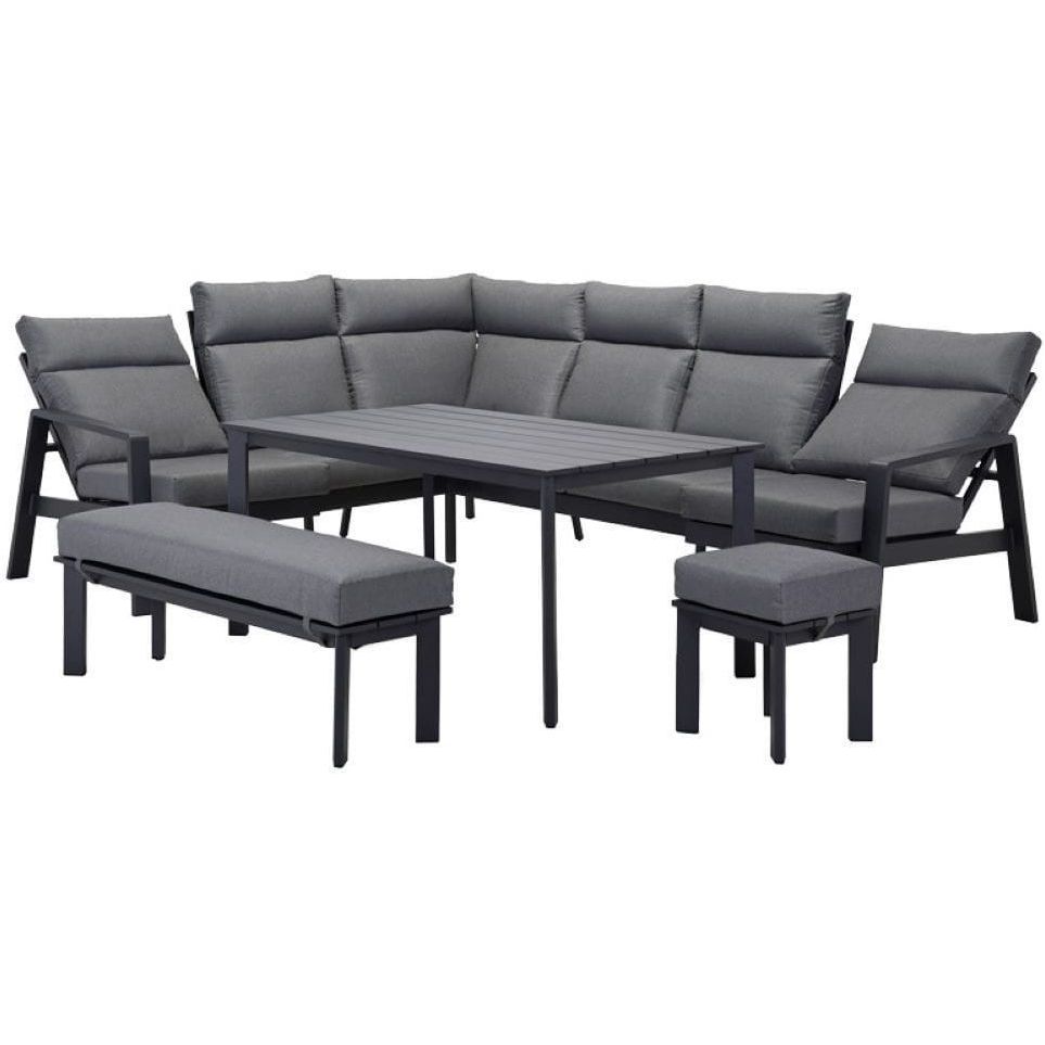 Puutarhakalustesetti esti & esta Marseille, 9-istuttava, alumiinirunko, antrasiitti