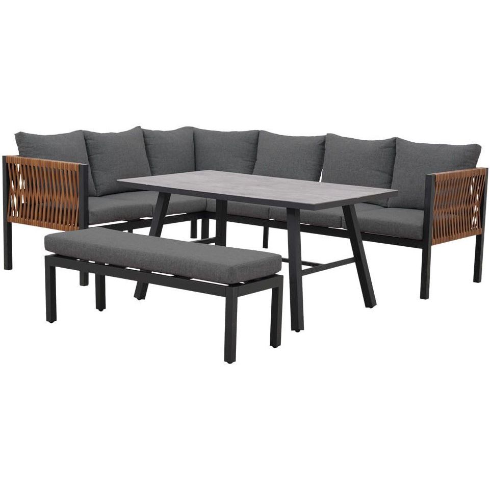 Ruokailuryhmä kulmasohvalla ulos esti & esta Texas, polyrottinki/alumiini, harmaa