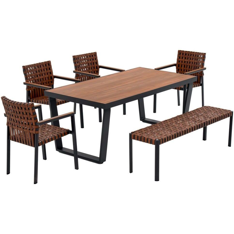 Ruokailuryhmä ulos esti & esta Texas, 6-istuttava, polyrottinki/alumiini, ruskea