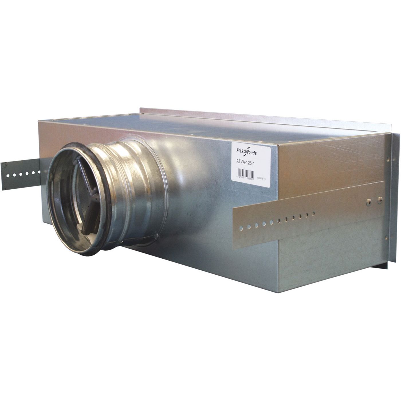 Tuloilmalaatikko FläktGroup ATVA-125-1, liitos takaa