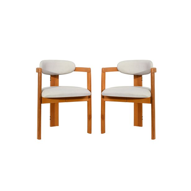 Tuolisetti Linento Furniture Cheri, tammi/kermanvalkoinen, 2-osainen