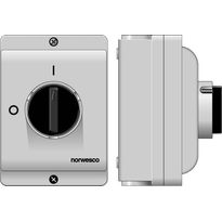 Turvakytkin Norwesco ESWP1 325H, edestä väännettävä, 3x25A+apukosketin, 4xM25 läpivientiä, 500V, 11kW, IP65, harmaa