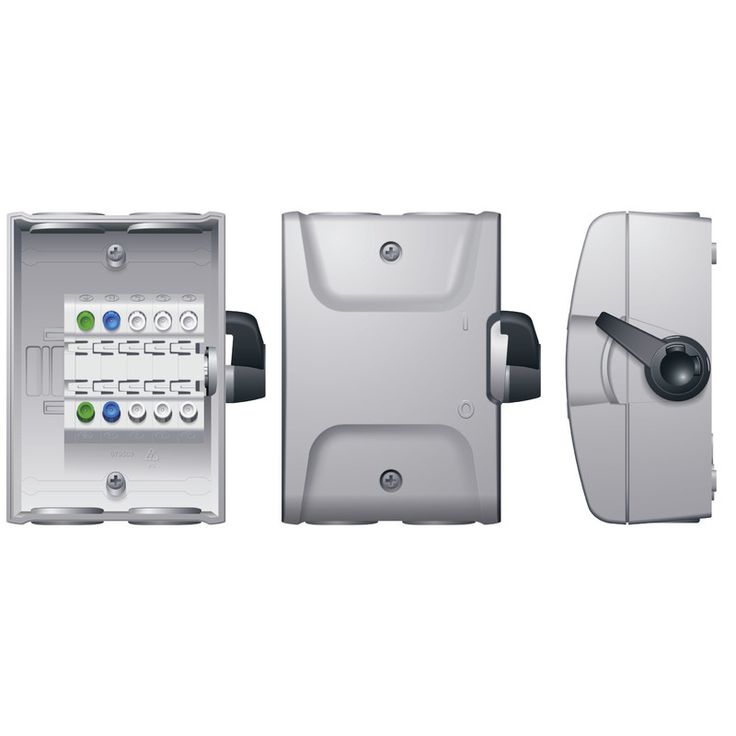 Turvakytkin Norwesco SAQ316/M25, sivusta väännettävä, 3x16A, 4xM25 läpivientiä, 500V, 7.5kW, IP65, harmaa