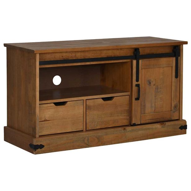 TV-kaappi HALDEN liukuovella 110x40x60 cm massiivipuuta (18409)