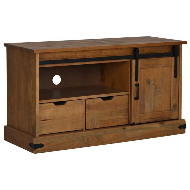 TV-kaappi HALDEN liukuovella 110x40x60 cm massiivipuuta (18409)
