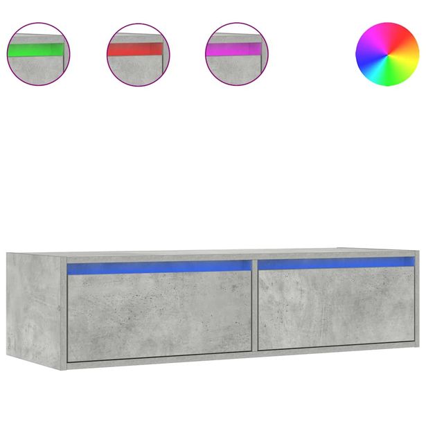 TV-kaappi LED-valoilla betoninharmaa 100X35,5x25 cm (60241)