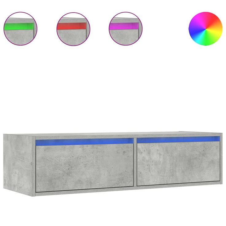 TV-kaappi LED-valoilla betoninharmaa 100X35,5x25 cm (60241)