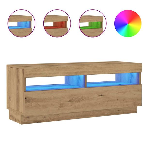 TV-kaappi LED-valoilla käsityöläinen tammi 100x35x40 cm (56356)