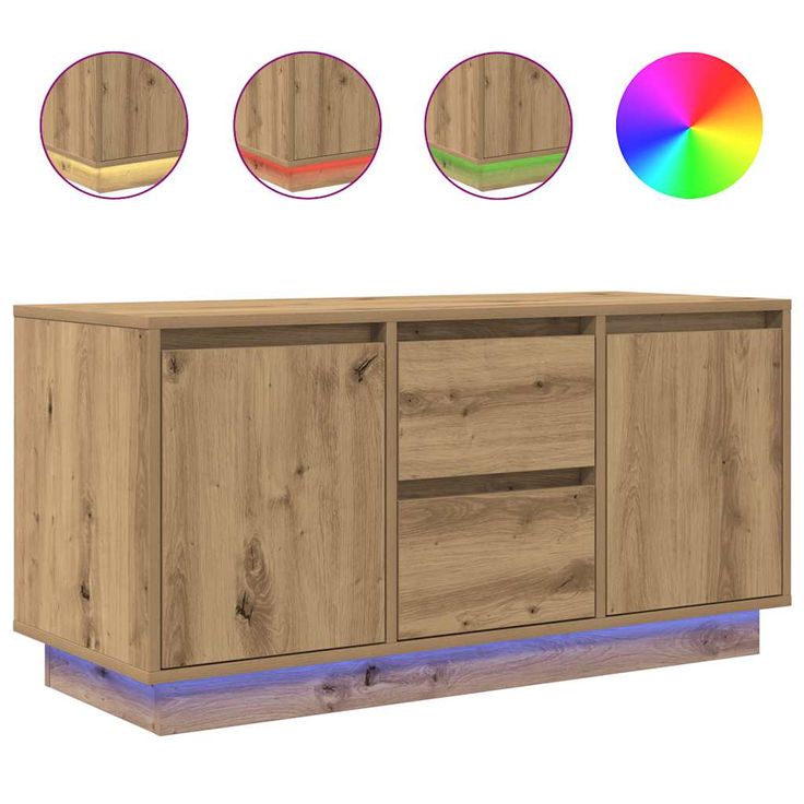 TV-kaappi LED-valoilla käsityöläinen tammi 100x41x50 cm (61417)