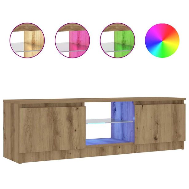 TV-kaappi LED-valoilla käsityöläinen tammi 120x30x36 cm (56348)