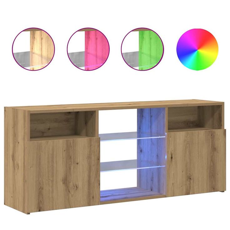 TV-kaappi LED-valoilla käsityöläinen tammi 120x30x50 cm (56352)