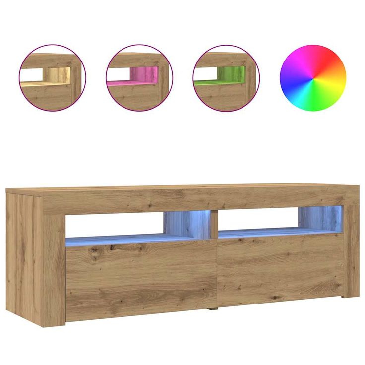 TV-kaappi LED-valoilla käsityöläinen tammi 120x35x40 cm (56314)