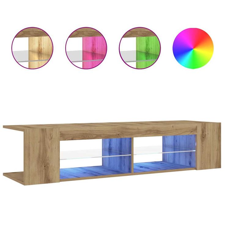 TV-kaappi LED-valoilla käsityöläinen tammi 135x39x30 cm (56324)