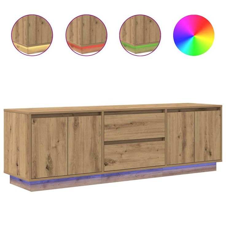 TV-kaappi LED-valoilla käsityöläinen tammi 160,5x41x50 cm (28434)