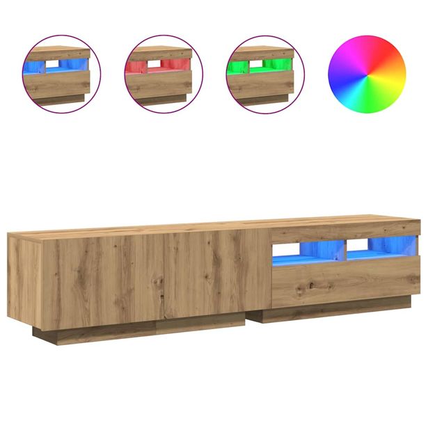 TV-kaappi LED-valoilla käsityöläinen tammi 180x35x40 cm (29164)