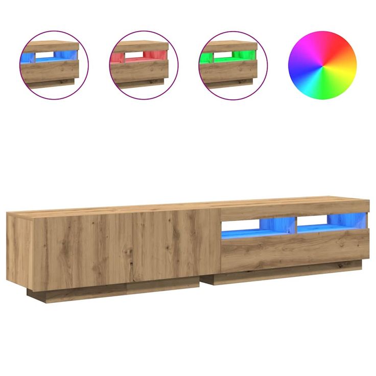 TV-kaappi LED-valoilla käsityöläinen tammi 200x35x40 cm (29166)