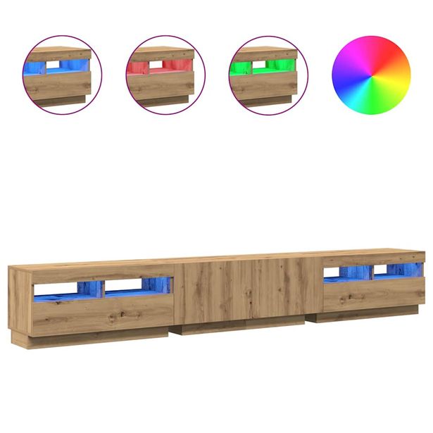 TV-kaappi LED-valoilla käsityöläinen tammi 260x35x40 cm (29168)