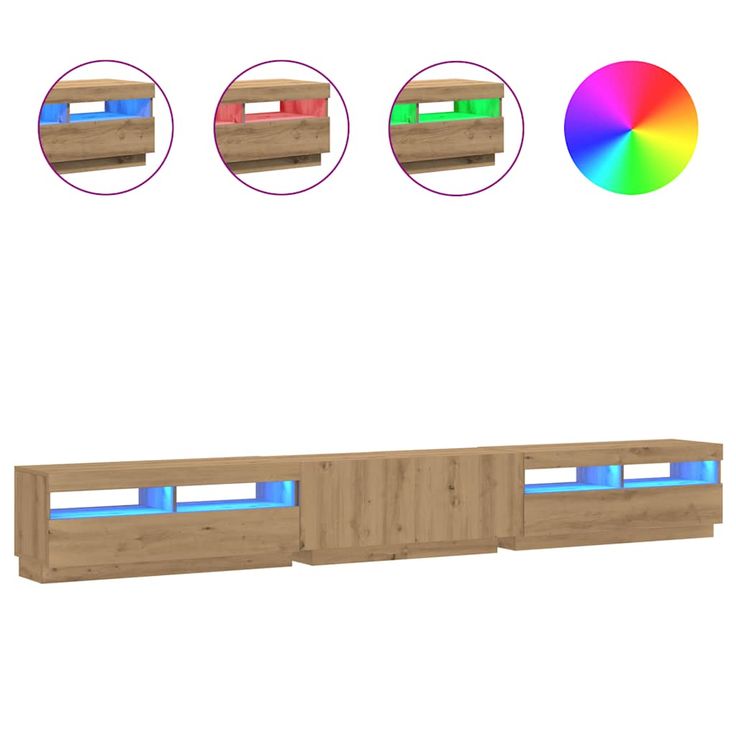 TV-kaappi LED-valoilla käsityöläinen tammi 300x35x40 cm (29170)