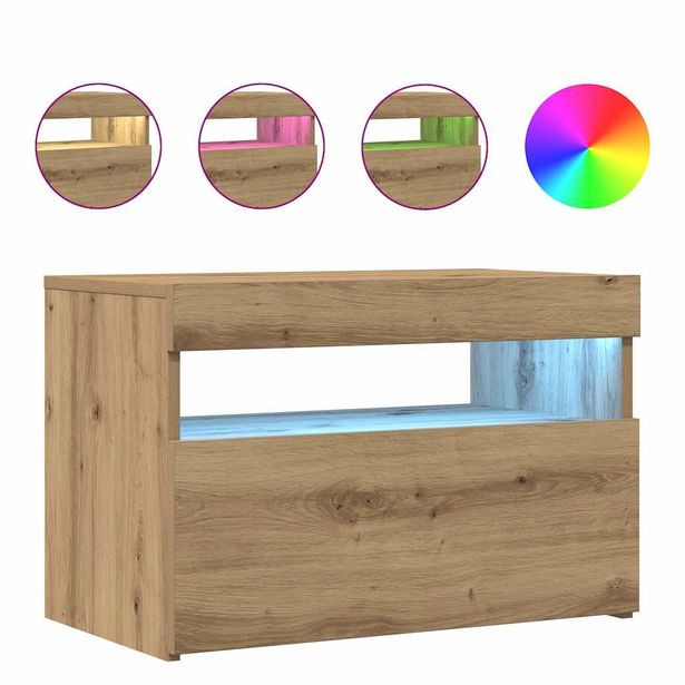 TV-kaappi LED-valoilla käsityöläinen tammi 60x35x40 cm (56311)