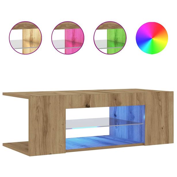 TV-kaappi LED-valoilla käsityöläinen tammi 90x39x30 cm (56326)