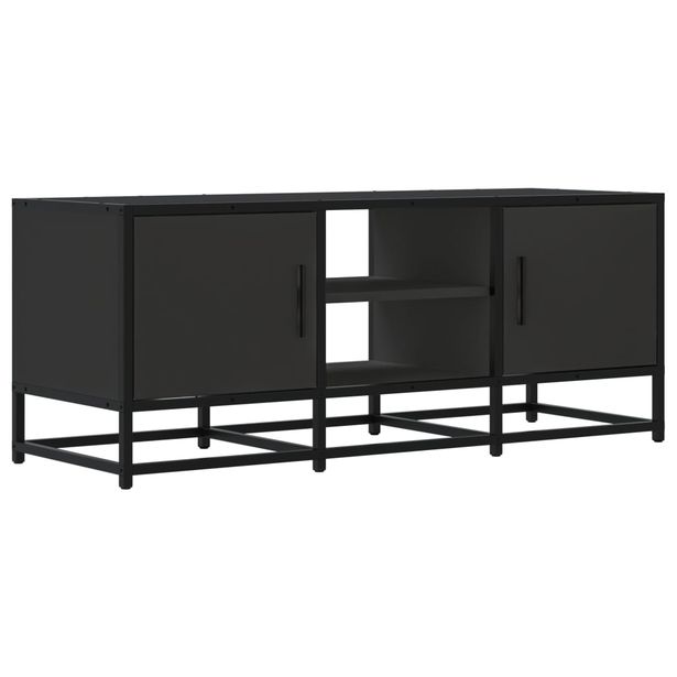 TV-kaappi musta 100x35x41 cm suunniteltu puu ja metalli (48834)