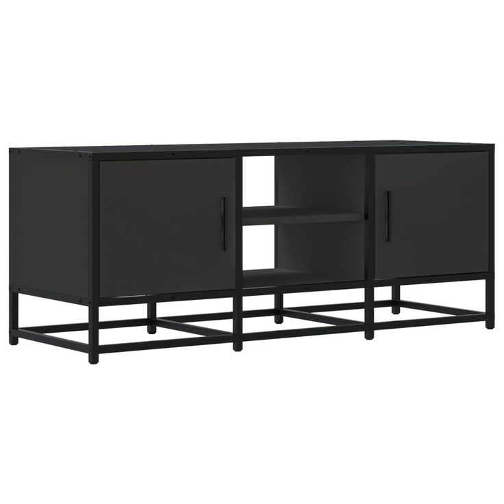 TV-kaappi musta 100x35x41 cm suunniteltu puu ja metalli (48834)