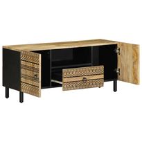 TV-kaappi musta 105x33,5x46 cm massiivipuuta mango (18642)