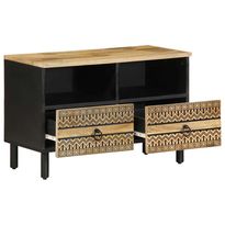 TV-kaappi musta 70x33,5x46 cm massiivipuuta mango (18629)
