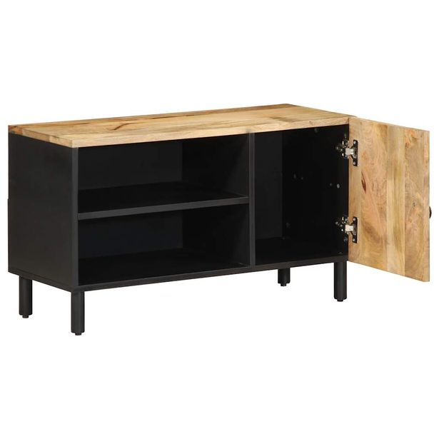 TV-kaappi musta 80x33,5x46 cm massiivipuuta mango (18643)