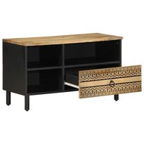 TV-kaappi musta 80x33,5x46 cm massiivipuuta mango (18645)