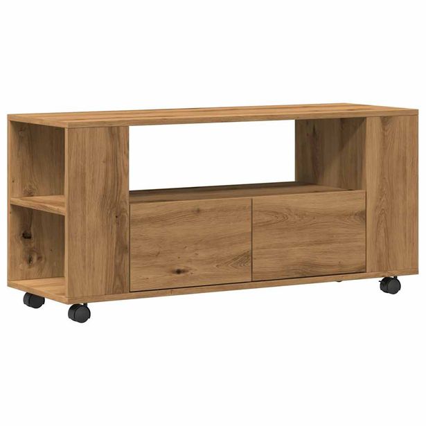 TV-kaappi pyörillä käsityöläinen tammi 102x34,5x43 cm (55991)