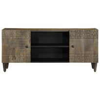 TV-kaappi vaaleanharmaa 105x33,5x46 cm massiivipuu mango (17792)
