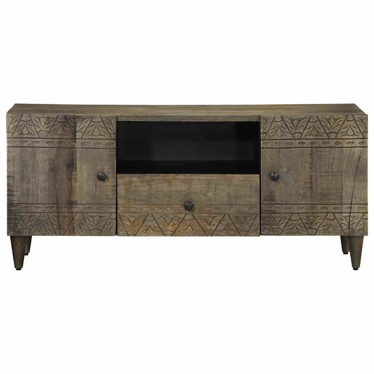 TV-kaappi vaaleanharmaa 105x33,5x46 cm massiivipuu mango (17806)