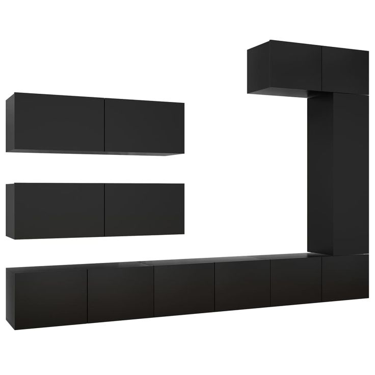 TV-kaappisarja 7-osainen musta lastulevy (78822)