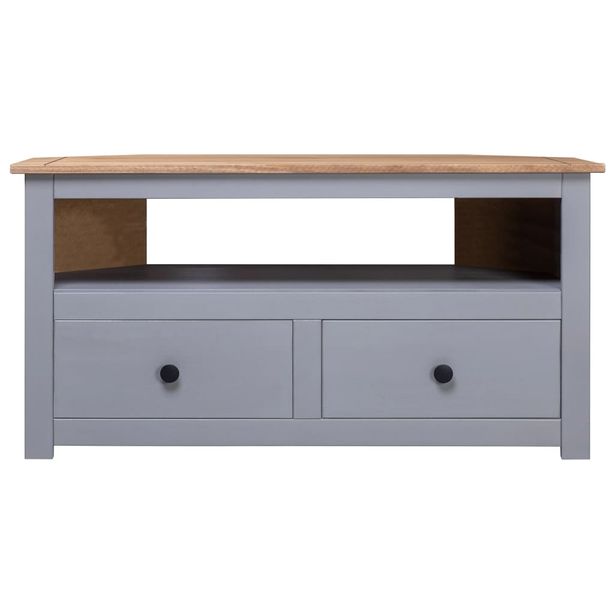 TV-kulmataso harmaa 93x49x49 cm täysi mänty Panama-sarja (82686)