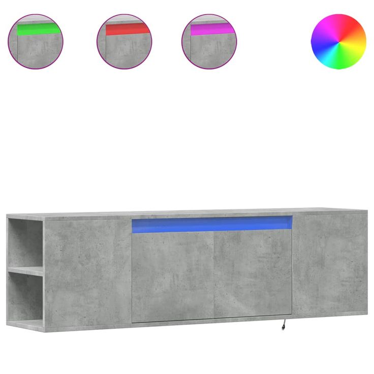 TV-seinäkaappi LED-valoilla betoninharmaa 135x31x39,5 cm (52386)