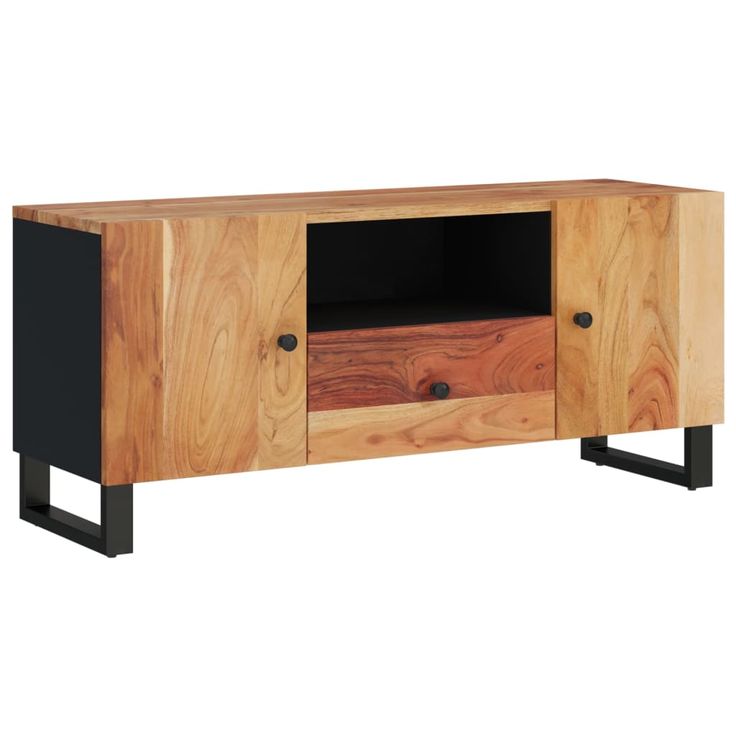 TV-taso 105x33,5x46 cm täysi akasiapuu ja tekninen puu (51959)