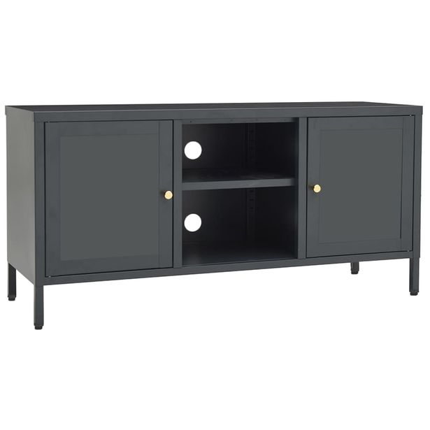 TV-taso antrasiitti 105x35x52 cm teräs ja lasi (36060)