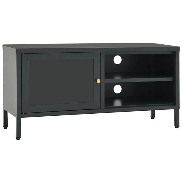 TV-taso antrasiitti 90x30x44 cm teräs ja lasi (36057)
