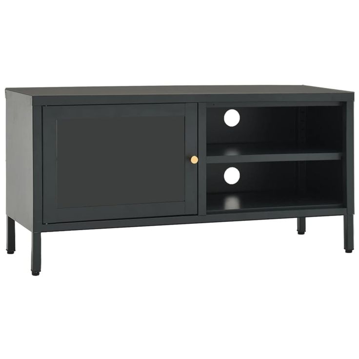 TV-taso antrasiitti 90x30x44 cm teräs ja lasi (36057)