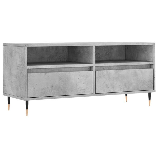 TV-taso betoninharmaa 100x34,5x44,5 cm tekninen puu (31232)