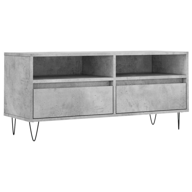 TV-taso betoninharmaa 100x34,5x44,5 cm tekninen puu (31240)