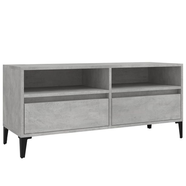 TV-taso betoninharmaa 100x34,5x44,5 cm tekninen puu (31905)