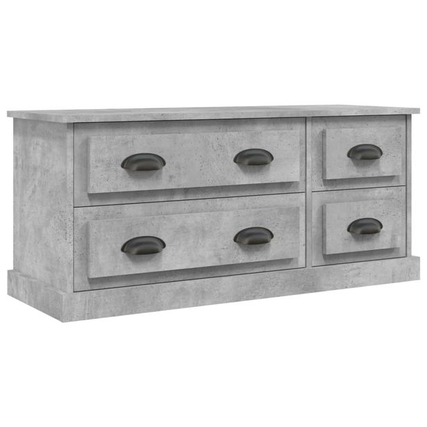TV-taso betoninharmaa 100x35,5x45 cm tekninen puu (16452)