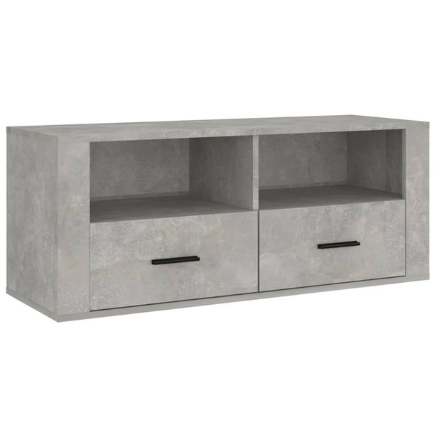 TV-taso betoninharmaa 100x35x40 cm tekninen puu (16812)