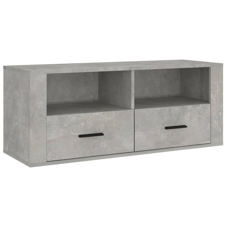 TV-taso betoninharmaa 100x35x40 cm tekninen puu (16812)