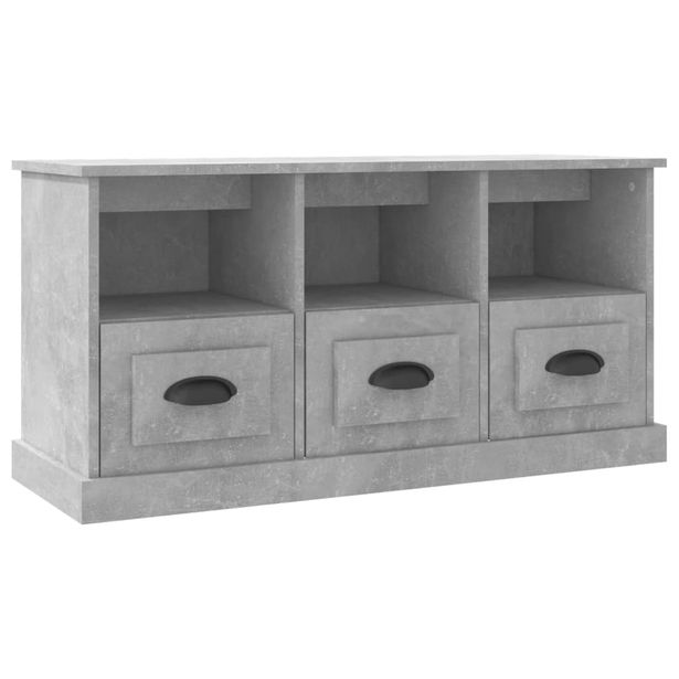 TV-taso betoninharmaa 100x35x50 cm tekninen puu (16292)