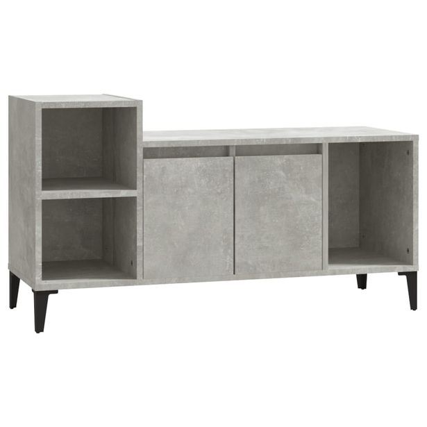 TV-taso betoninharmaa 100x35x55 cm tekninen puu (21184)