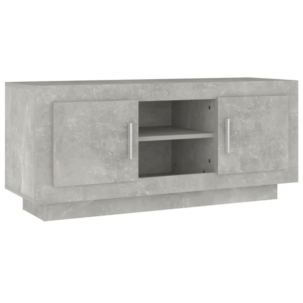 TV-taso betoninharmaa 102x35x45 cm tekninen puu (11794)